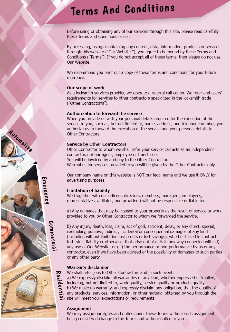 Weymouth Locksmith, Weymouth, MA 781-519-6622 - terms-and-condition-n-59m